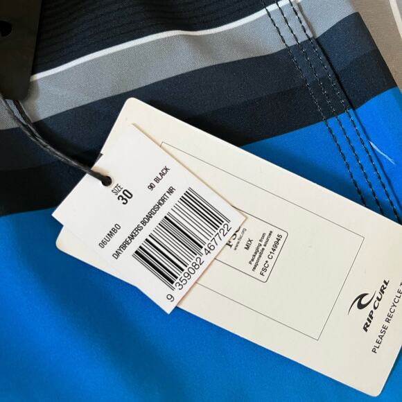 Rip Curl Surf Regular Length Boardshort Daybreaker Black Stripe Swimwear 30W NWT - Picture 10 of 12